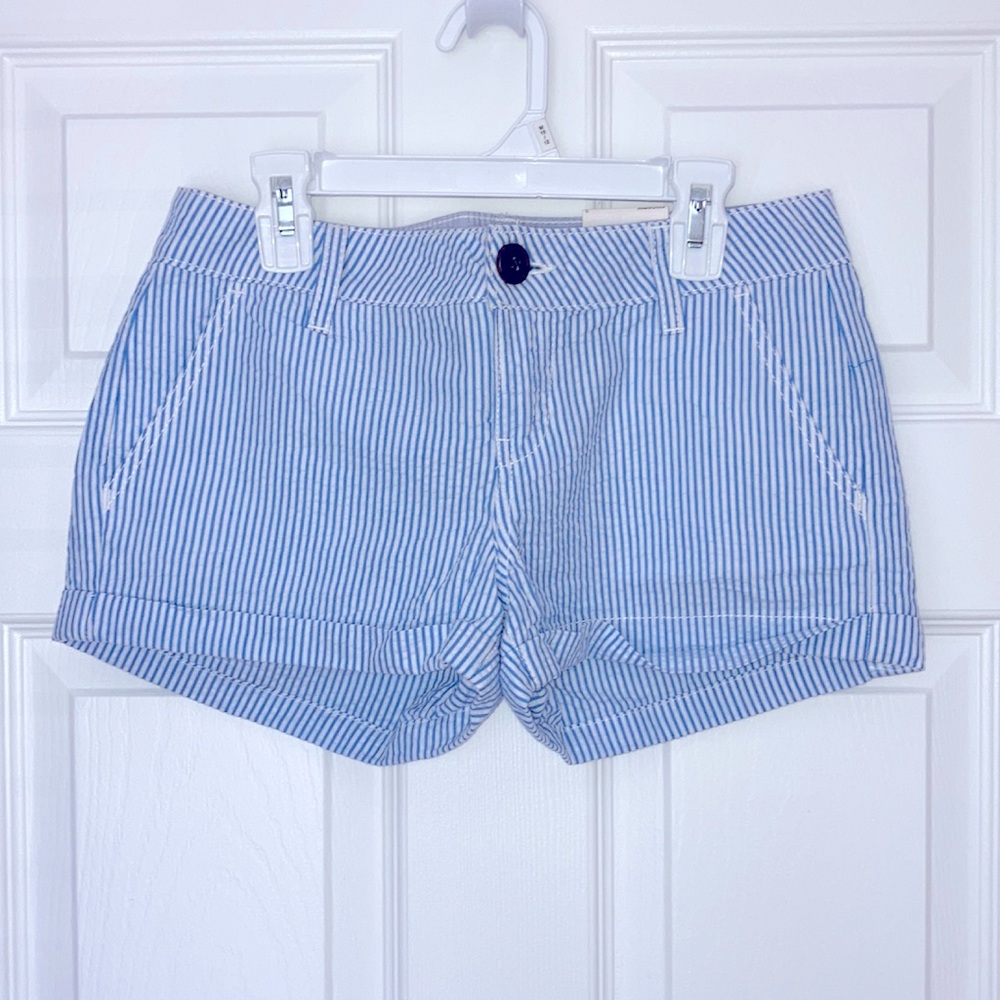 Light Blue Seersucker Shorts